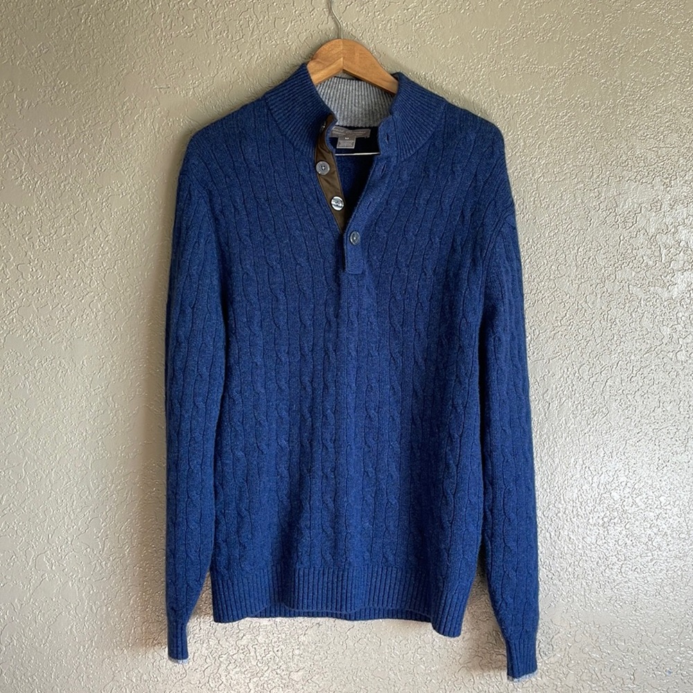 DANIEL CREMIEUX CASHMERE Mock Cable Knit Sweater Medium INVM7 - Picture 2 of 7